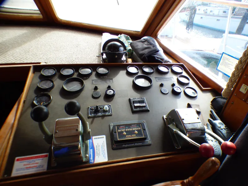 Slide: The Image of Control panel of a 1984 Spindrift 39 ft. Aft Cabin Twin Diesel boat. - 36