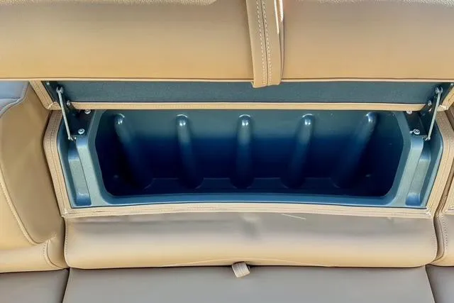 Slide: The Image of Rear seat storage compartment in 2026 Regency 250DL boat. - 20