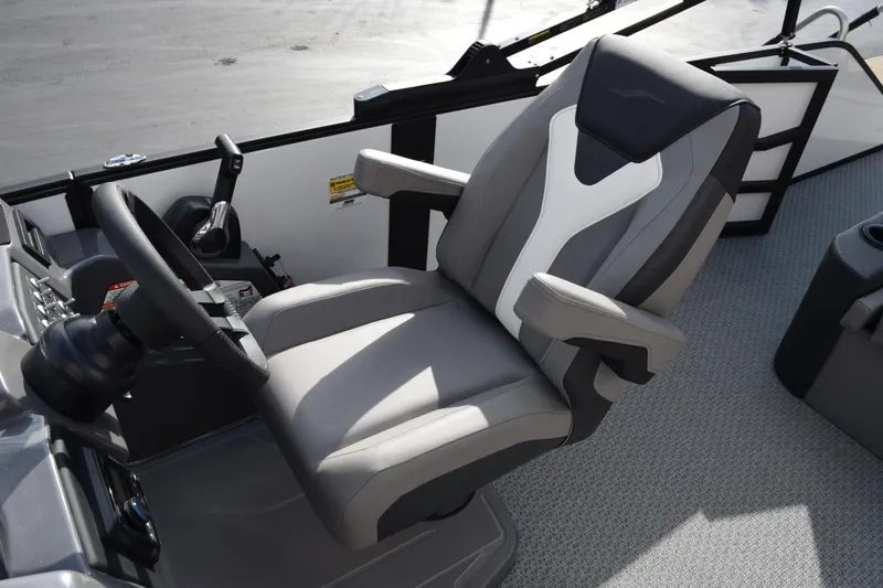 Slide: The Image of Captain's chair in 2026 Evotti 523CS boat, featuring sleek design and comfortable seating. - 12