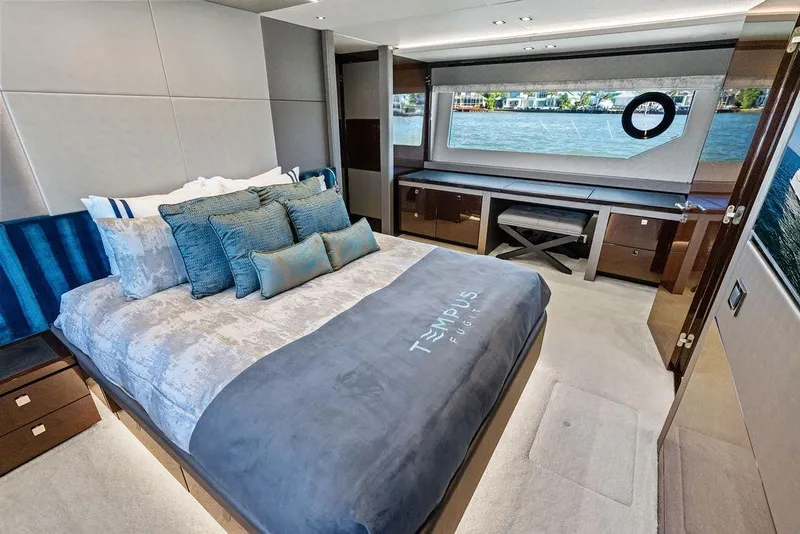 Slide: The Image of Luxurious bedroom interior of 2019 Sunseeker 76 Yacht with waterfront view. - 20