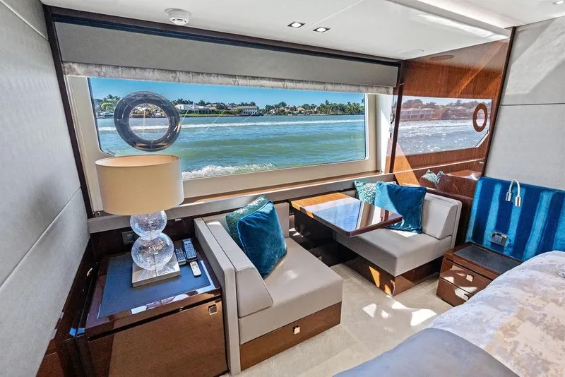 Slide: The Image of Luxurious interior of 2019 Sunseeker 76 Yacht with ocean view and elegant furnishings. - 22