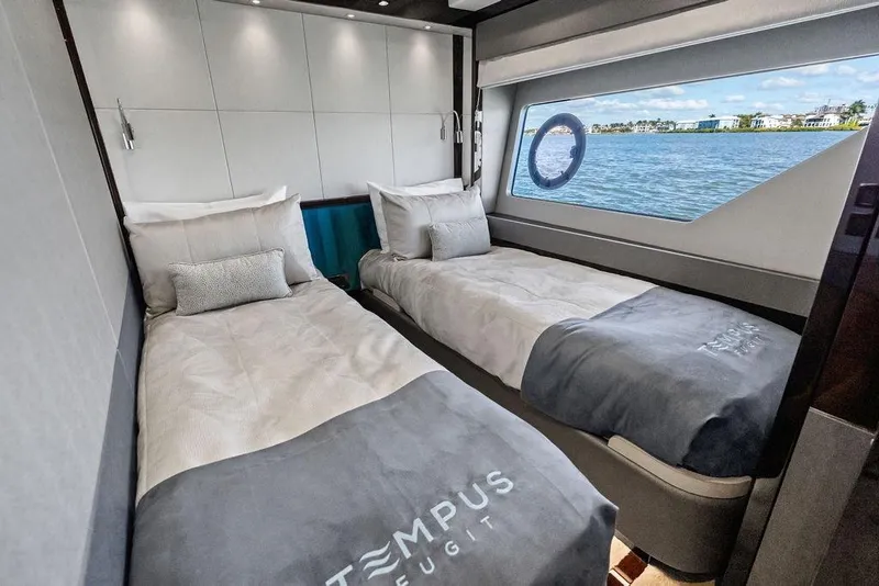Slide: The Image of Luxurious twin bedroom on 2019 Sunseeker 76 Yacht with ocean view. - 30