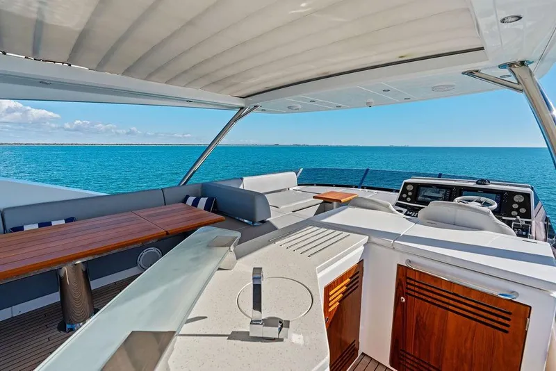 Slide: The Image of Luxurious 2019 Sunseeker 76 Yacht interior with ocean view and modern amenities. - 43