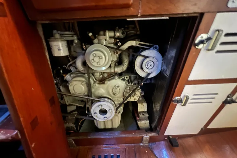 Slide: The Image of Engine compartment of a 1962 Ted Hood Little Harbor 40 Yawl sailboat. - 27