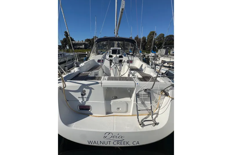 Slide: The Image of 2014 Beneteau Oceanis 34 sailboat docked, rear view, Walnut Creek, CA. - 6