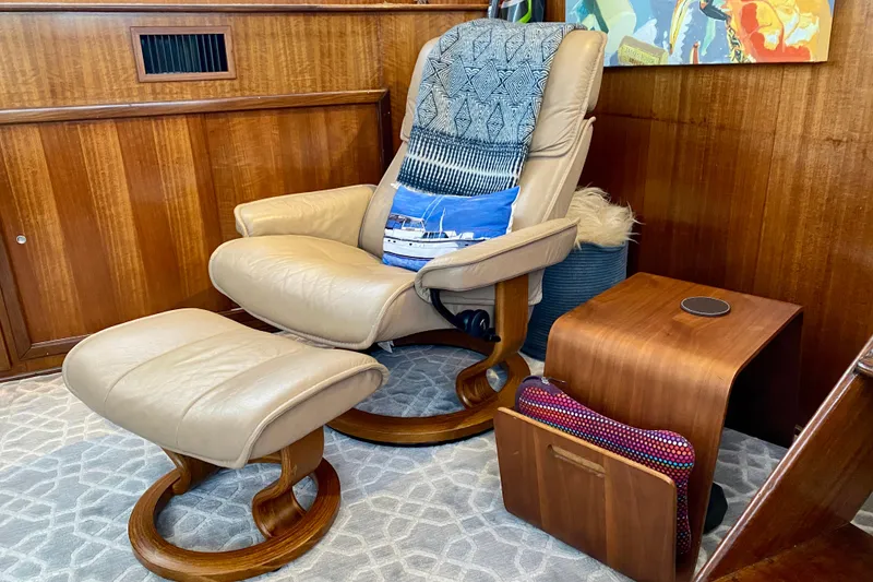 Slide: The Image of Interior of 1971 Hatteras 43 Double Cabin with wooden flooring and doors. - 74