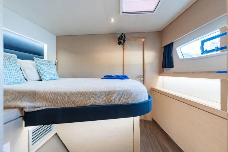 Slide: The Image of Luxurious cabin interior of 2019 Fountaine Pajot 47 yacht with modern design. - 56