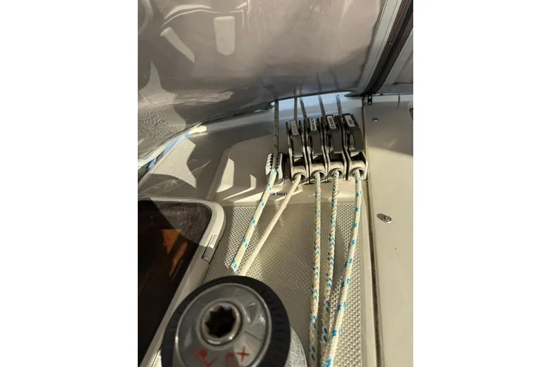 Slide: The Image of Close-up of Catalina 36 MkII 2004 sailboat rigging and winch system. - 38