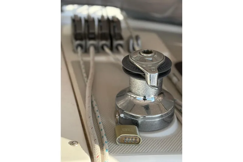 Slide: The Image of Winch and ropes on a 2004 Catalina 36 MkII sailboat deck. - 39