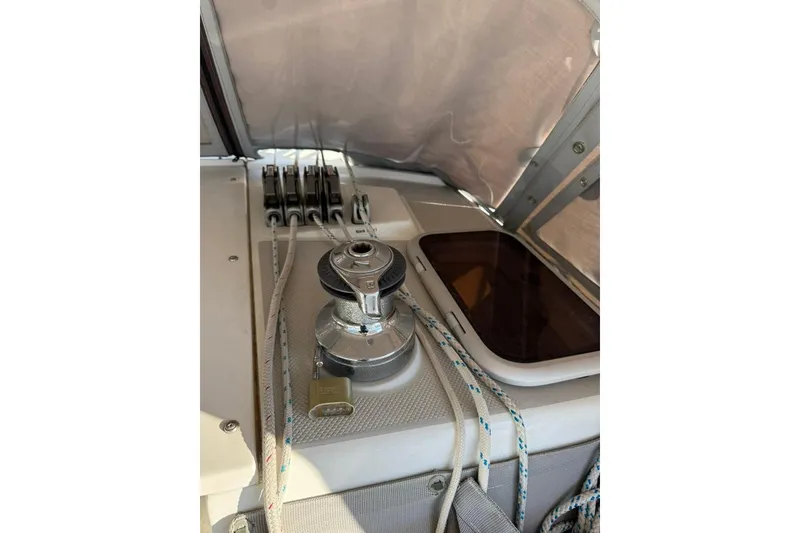 Slide: The Image of Winch and ropes on 2004 Catalina 36 MkII sailboat deck. - 40