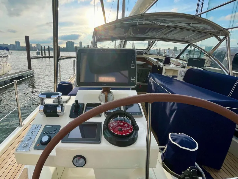 Slide: The Image of Cockpit of 2010 Southerly 57 RS yacht with modern navigation equipment. - 14