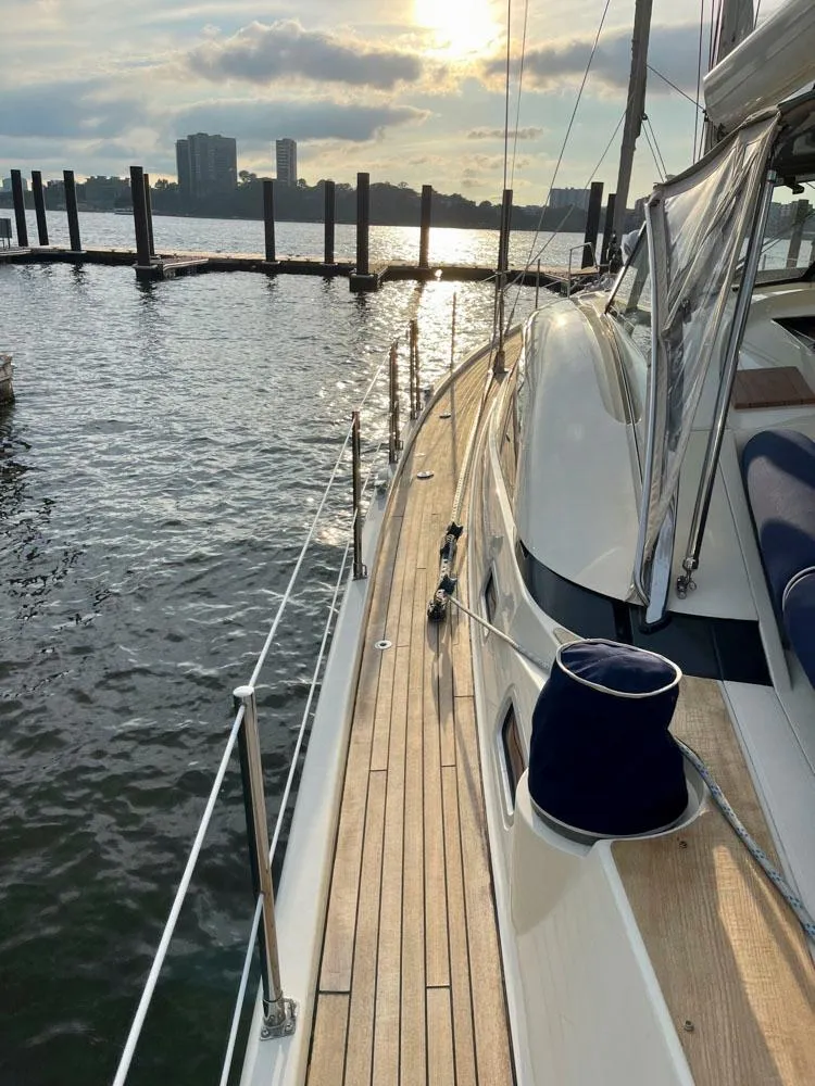 Slide: The Image of 2010 Southerly 57 RS sailboat docked at sunset. - 24