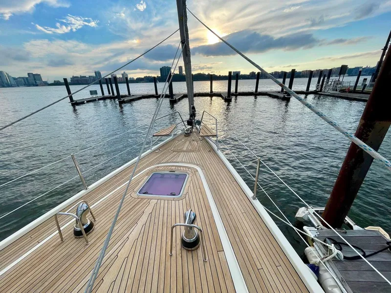 Slide: The Image of Deck of Southerly 57 RS yacht, 2010, at sunset in harbor. - 31