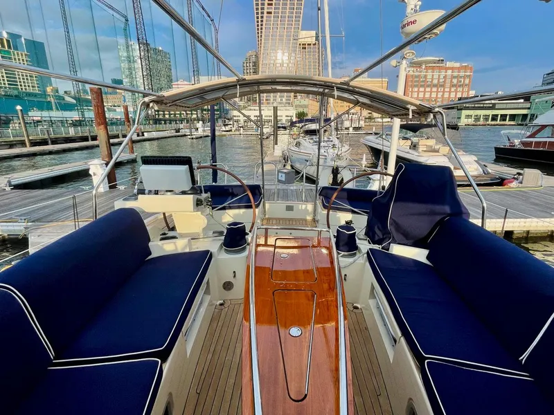 Slide: The Image of Cockpit of Southerly 57 RS yacht, 2010 model, docked in harbor. - 7