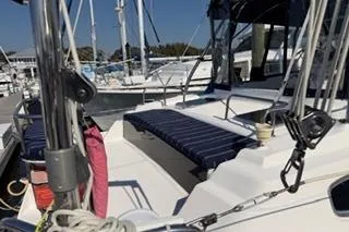 Slide: The Image of 2009 Hunter 50 Center Cockpit sailboat with spacious deck and seating area. - 12