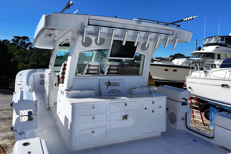 Slide: The Image of 2026 HCB 48 Campeon boat with sleek design and modern amenities. - 11