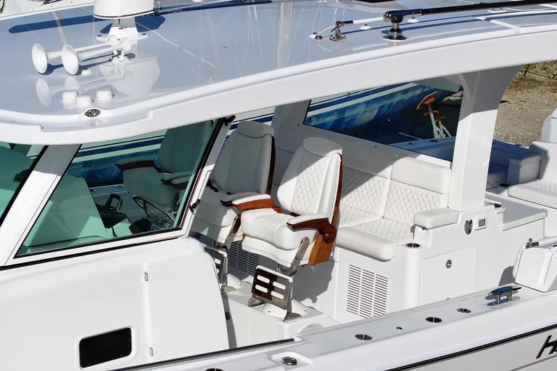 Slide: The Image of 2026 HCB 48 Campeon boat interior with luxurious seating and modern design. - 7