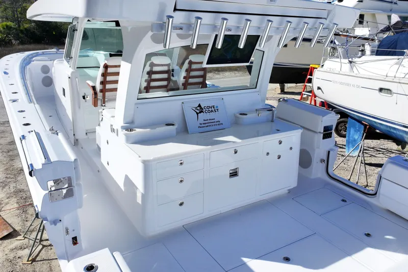 Slide: The Image of 2026 HCB 48 Campeon boat with spacious deck and modern amenities. - 9