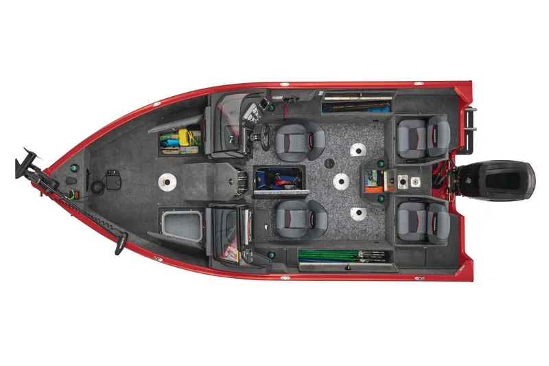 Slide: The Image of 2026 Tracker Pro Guide V-175 Combo boat on trailer in parking lot. - 9