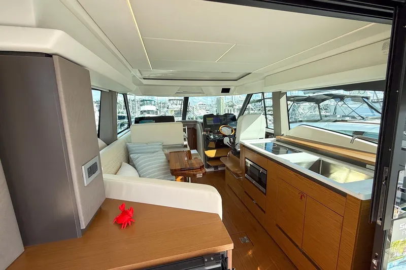 Slide: The Image of Luxurious interior of 2026 Tiara Yachts 43 LE, featuring modern design and amenities. - 34