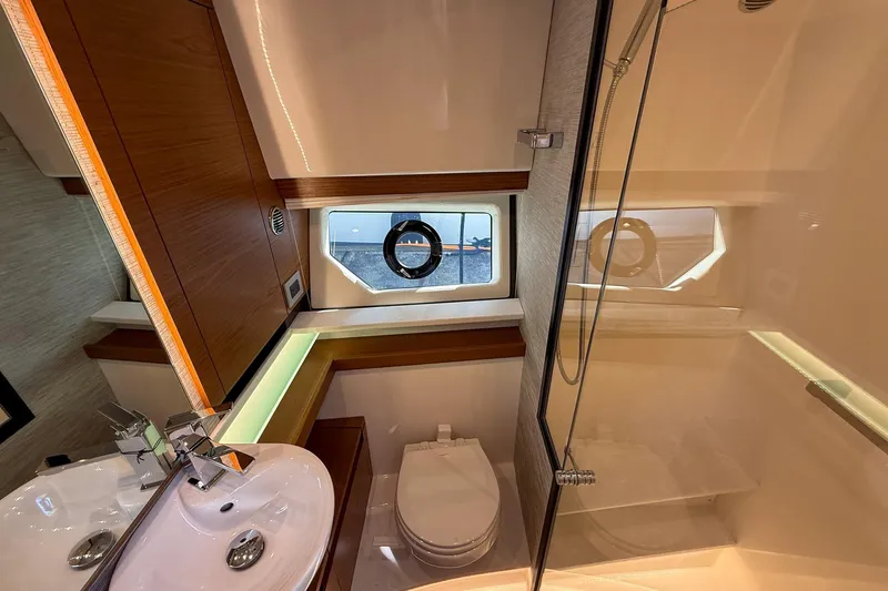 Slide: The Image of Luxurious bathroom in 2026 Tiara Yachts 43 LE, featuring modern fixtures and elegant design. - 49