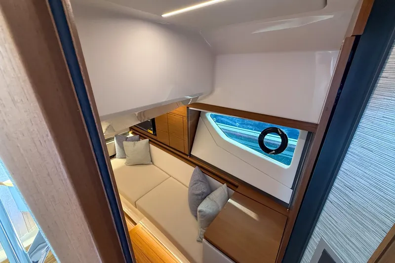 Slide: The Image of Luxurious interior cabin of 2026 Tiara Yachts 43 LE with modern furnishings. - 54
