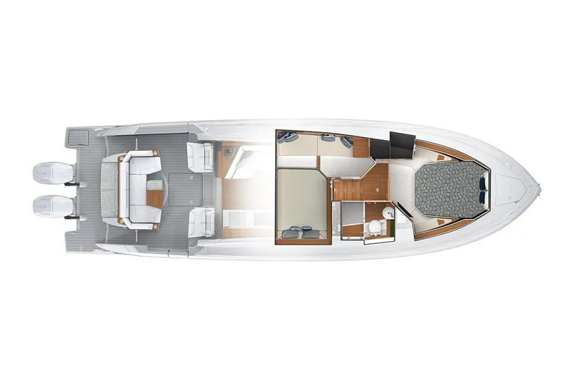 Slide: The Image of Manufacturer Provided Image: Top view of 2025 Tiara Yachts 43 LE layout, featuring spacious interior and dual engines. - 64