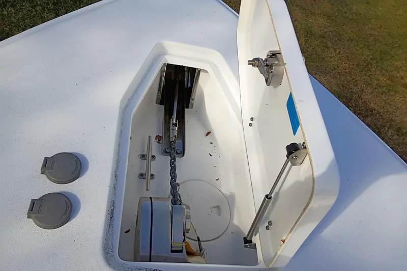 Slide: The Image of Anchor storage compartment on 2021 Sea Hunt Gamefish 27 Coffin Box boat. - 41