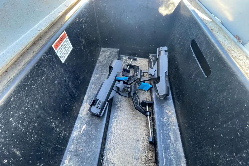 Slide: The Image of 2021 G3 Gator Tough 17 CCJ DLX storage compartment with tools inside. - 14