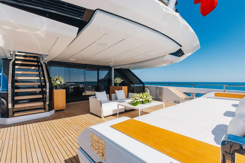 Slide: The Image of Modern interior staircase on 2020 Sanlorenzo 44 Alloy yacht, featuring sleek wood and glass design. - 41