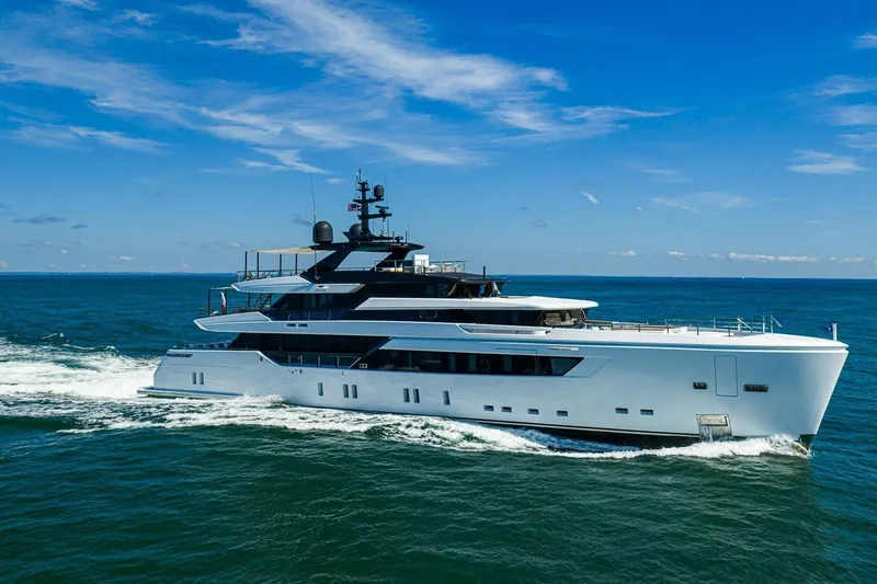 Slide: The Image of Sanlorenzo 44 Alloy yacht cruising on open sea, 2020 model. - 5
