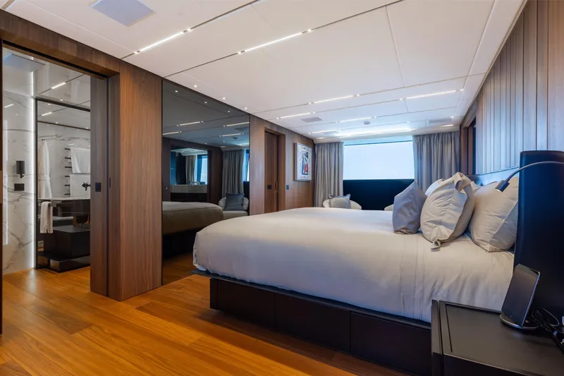 Slide: The Image of Luxurious dining area on 2020 Sanlorenzo 44 Alloy yacht with ocean view. - 58