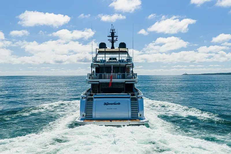 Slide: The Image of Sanlorenzo 44 Alloy yacht cruising on open sea under blue sky, 2020 model. - 7