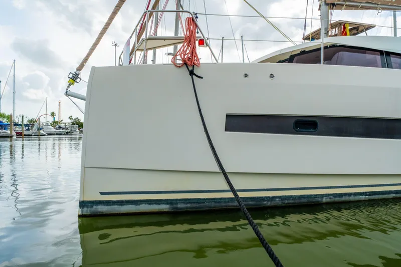 Slide: The Image of Modern interior of a 2019 Bali 4.1 yacht, featuring sleek design and spacious layout. - 12