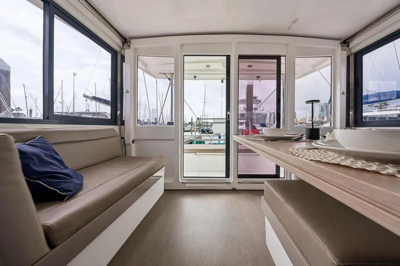 Slide: The Image of Modern interior of 2019 Bali 4.1 yacht with kitchen and navigation area. - 21