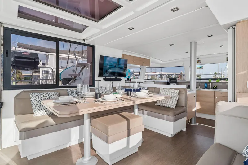 Slide: The Image of Modern interior of 2019 Bali 4.1 yacht with sleek kitchen and navigation area. - 23