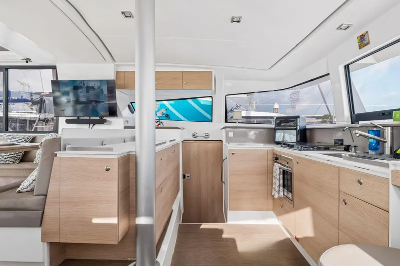 Slide: The Image of Modern yacht bathroom with glass shower, wooden cabinetry, and sleek fixtures, Bali 4.1 model, 2019. - 29