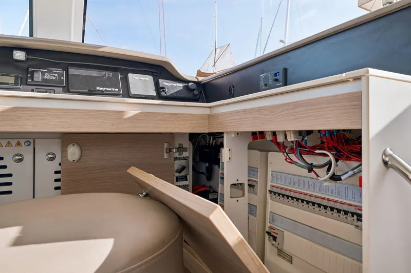 Slide: The Image of Luxurious interior of a 2019 Bali 4.1 yacht with modern furnishings and natural light. - 31