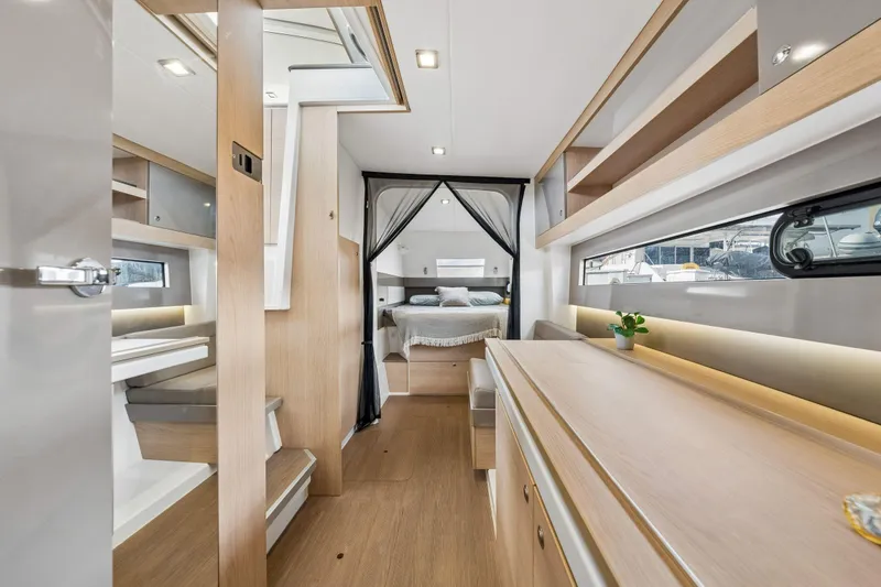 Slide: The Image of Modern kitchen interior on a 2019 Bali 4.1 yacht with stove and sink. - 38