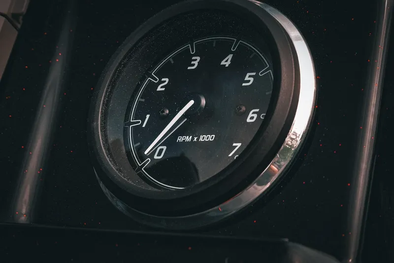 Slide: The Image of Close-up of RPM gauge in 2026 Bass Cat Cougar FTD Special Package boat. - 16