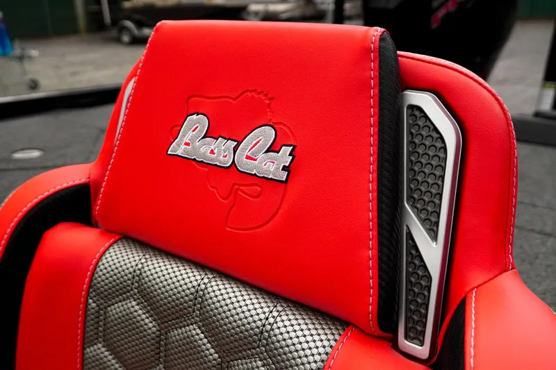 Slide: The Image of Red Bass Cat Cougar FTD 2026 seat with logo and textured design. - 46