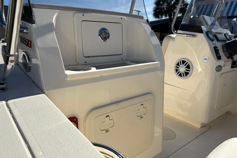 Slide: The Image of Steering console of 2026 Scout 188 Sport Dorado boat with navigation and controls. - 11