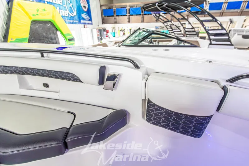 Slide: The Image of 2026 Tidewater 256 LXF boat interior with sleek seating and modern design at Lakeside Marina. - 85