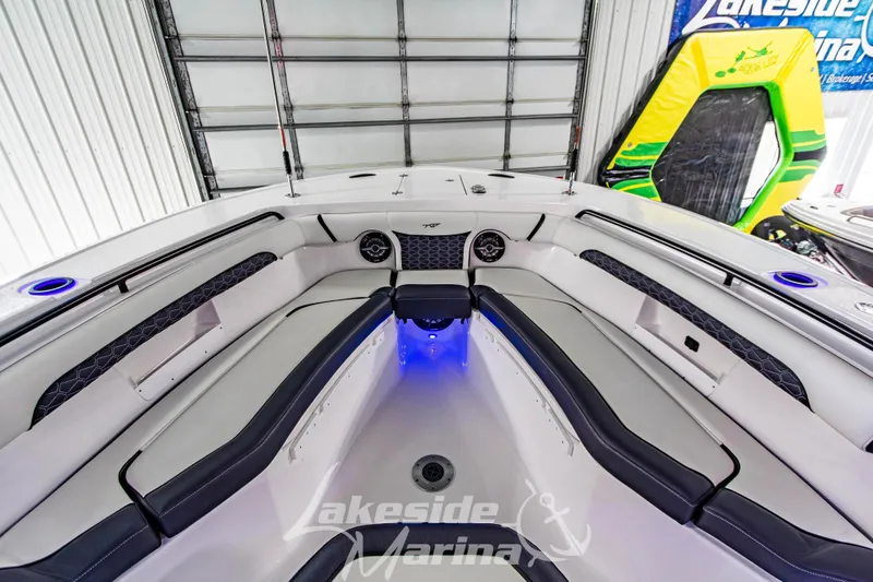 Slide: The Image of 2026 Tidewater 256 LXF boat interior with sleek seating and modern design at Lakeside Marina. - 88