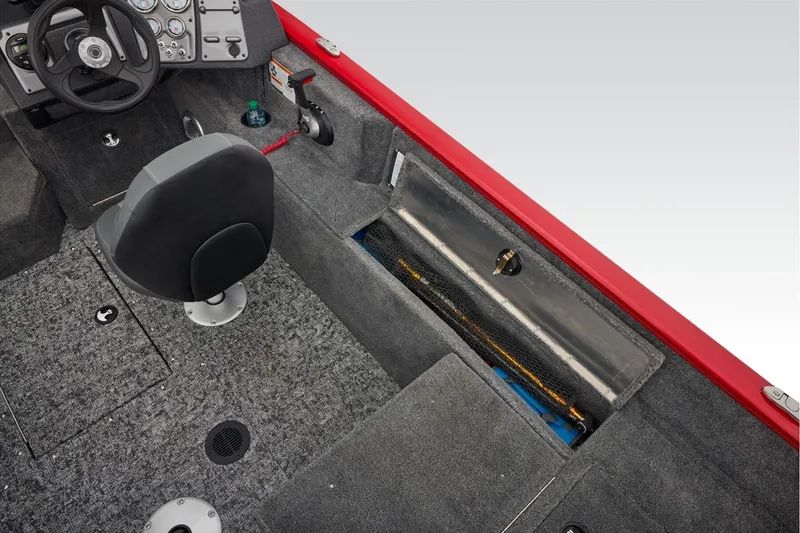 Slide: The Image of Manufacturer Provided Image: 2026 Tracker Pro Guide V-175 Combo boat interior with steering console and storage compartments. - 38