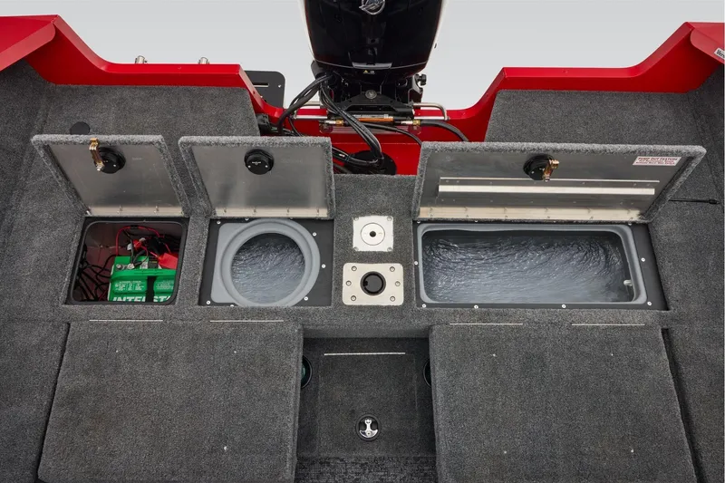 Slide: The Image of Manufacturer Provided Image: 2026 Tracker Pro Guide V-175 Combo boat interior with storage compartments and battery. - 42