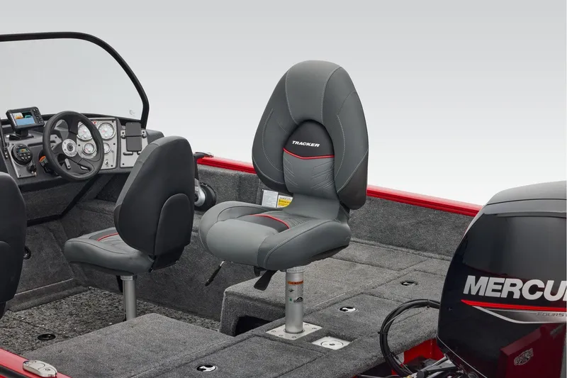 Slide: The Image of Manufacturer Provided Image: 2026 Tracker Pro Guide V-175 Combo boat interior with seating and Mercury engine. - 43