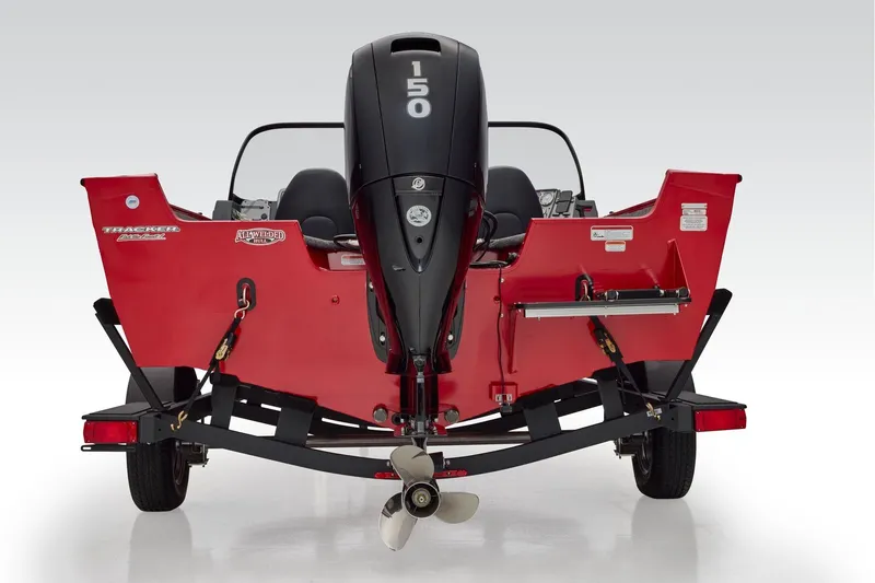 Slide: The Image of Manufacturer Provided Image: 2026 Tracker Pro Guide V-175 Combo boat, rear view with powerful outboard motor. - 48