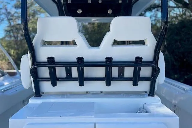 Slide: The Image of Key West 263 FS 2026 boat with rod holders and seats. - 7