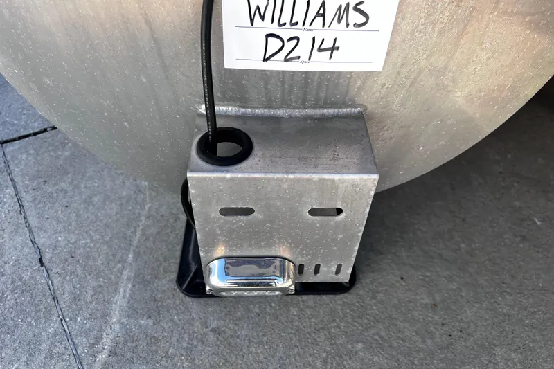 Slide: The Image of Close-up of a 2022 Godfrey Monaco 235 SFL component with a label reading "WILLIAMS D214." - 22